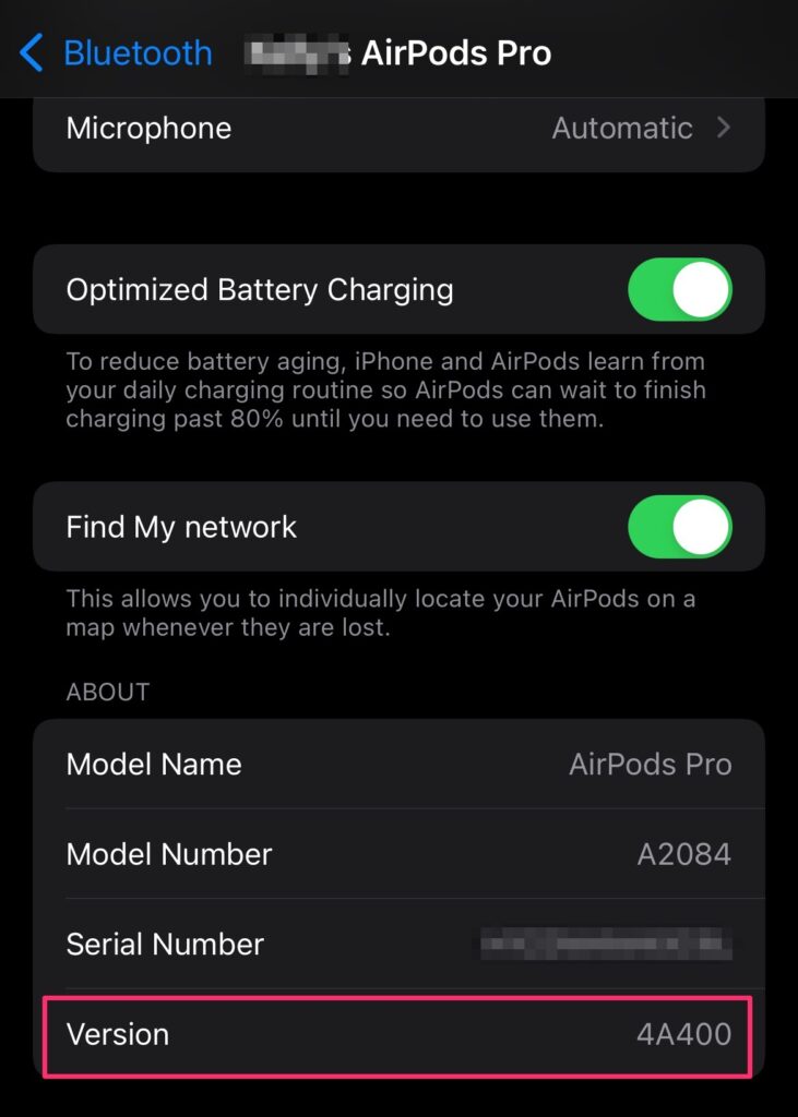 AirPods Firmware Version