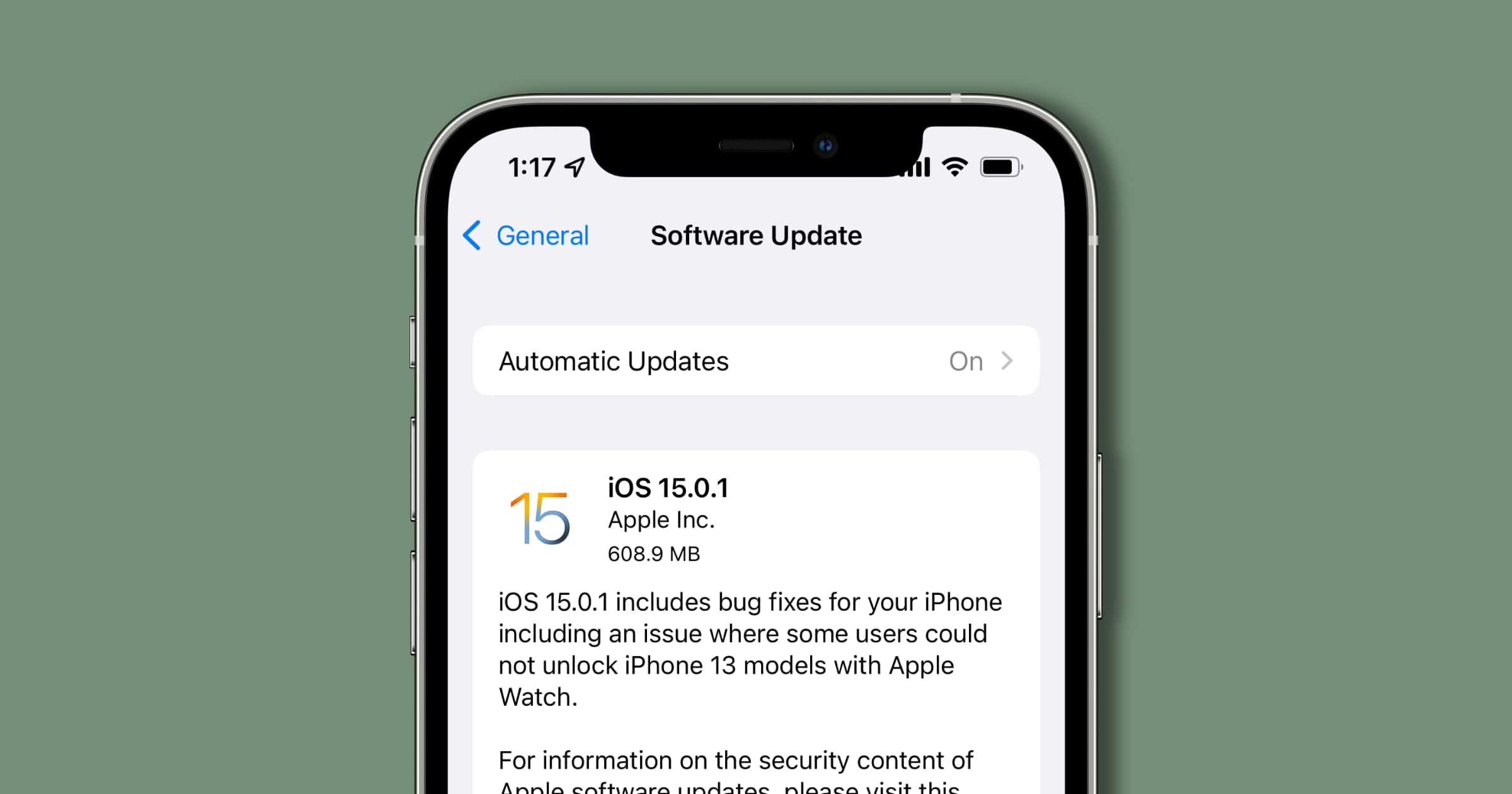 iOS 15.0.1 update