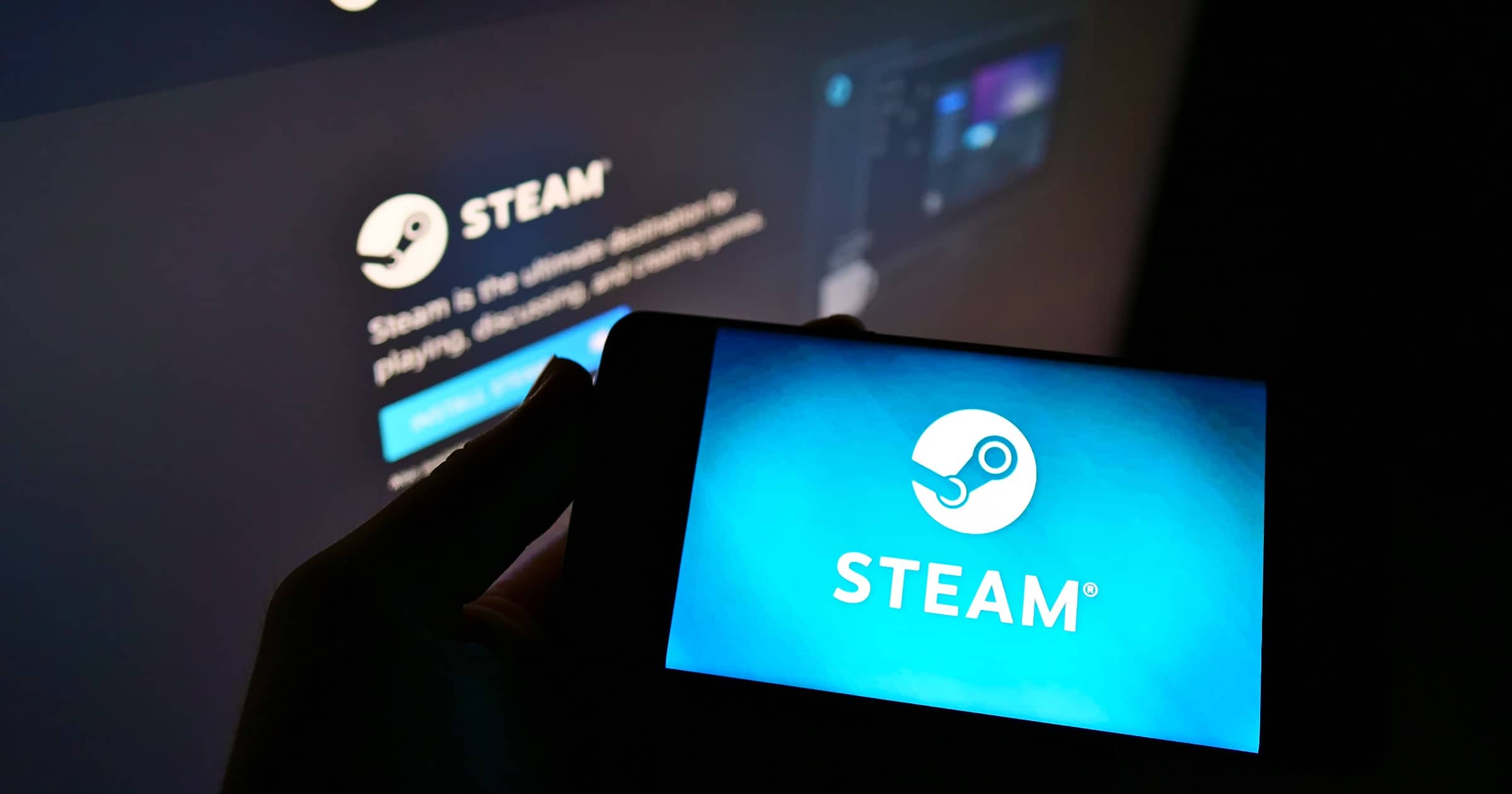 Steam gaming website on smartphone.