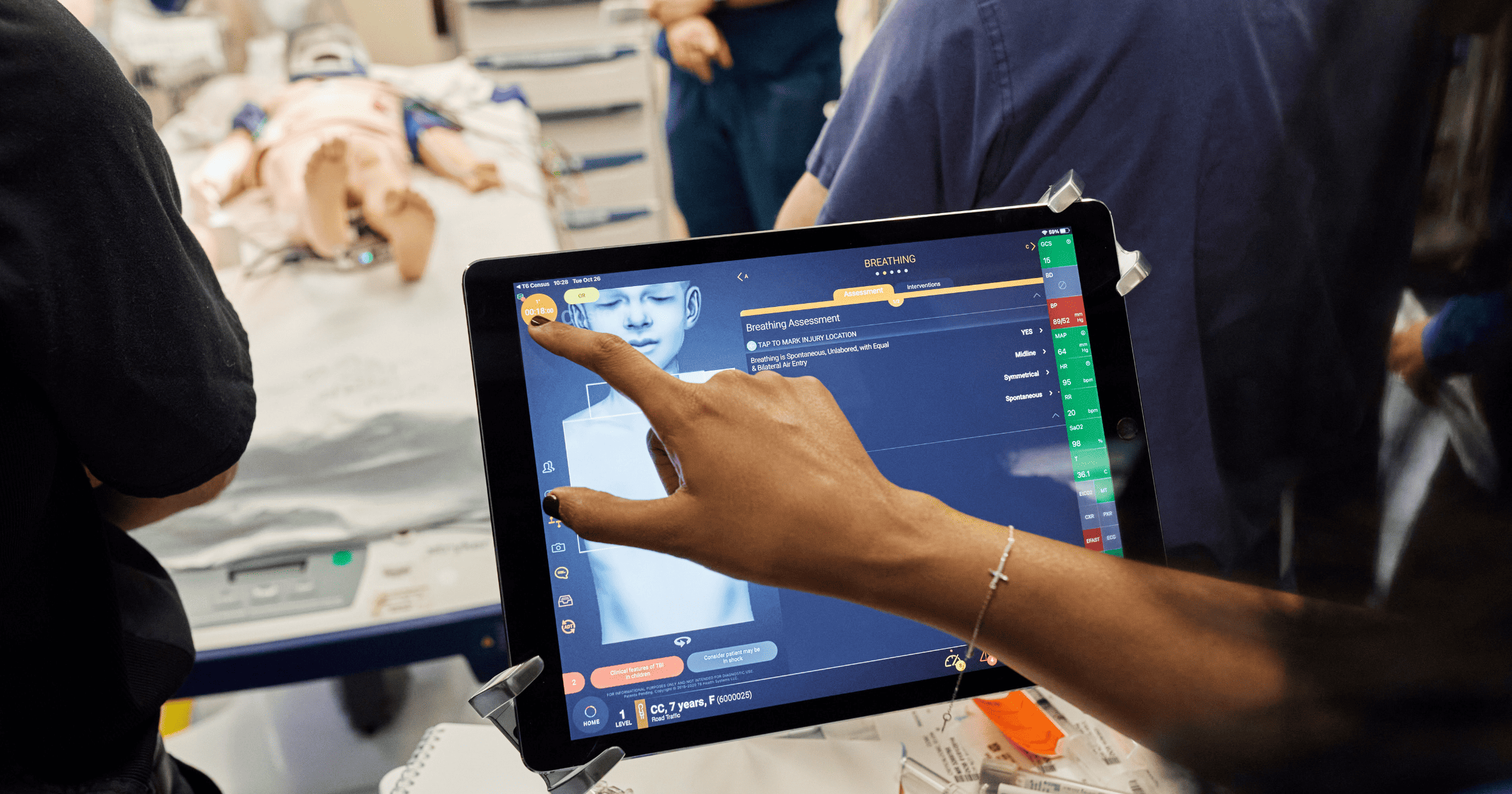 Apple iPad running T6 App for trauma medicine
