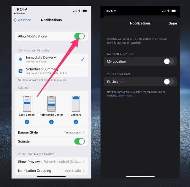 Rain and Snow Notifications - Step 2
