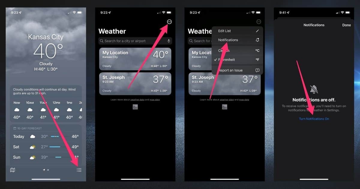 Rain and Snow Notifications - Turning On Notifications