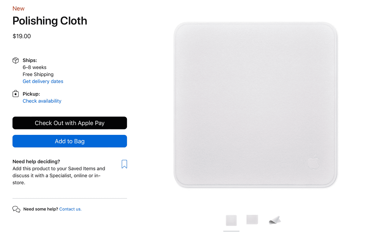 Apple Polishing cloth shipping time