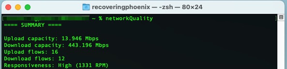 networkQuality Output - Default