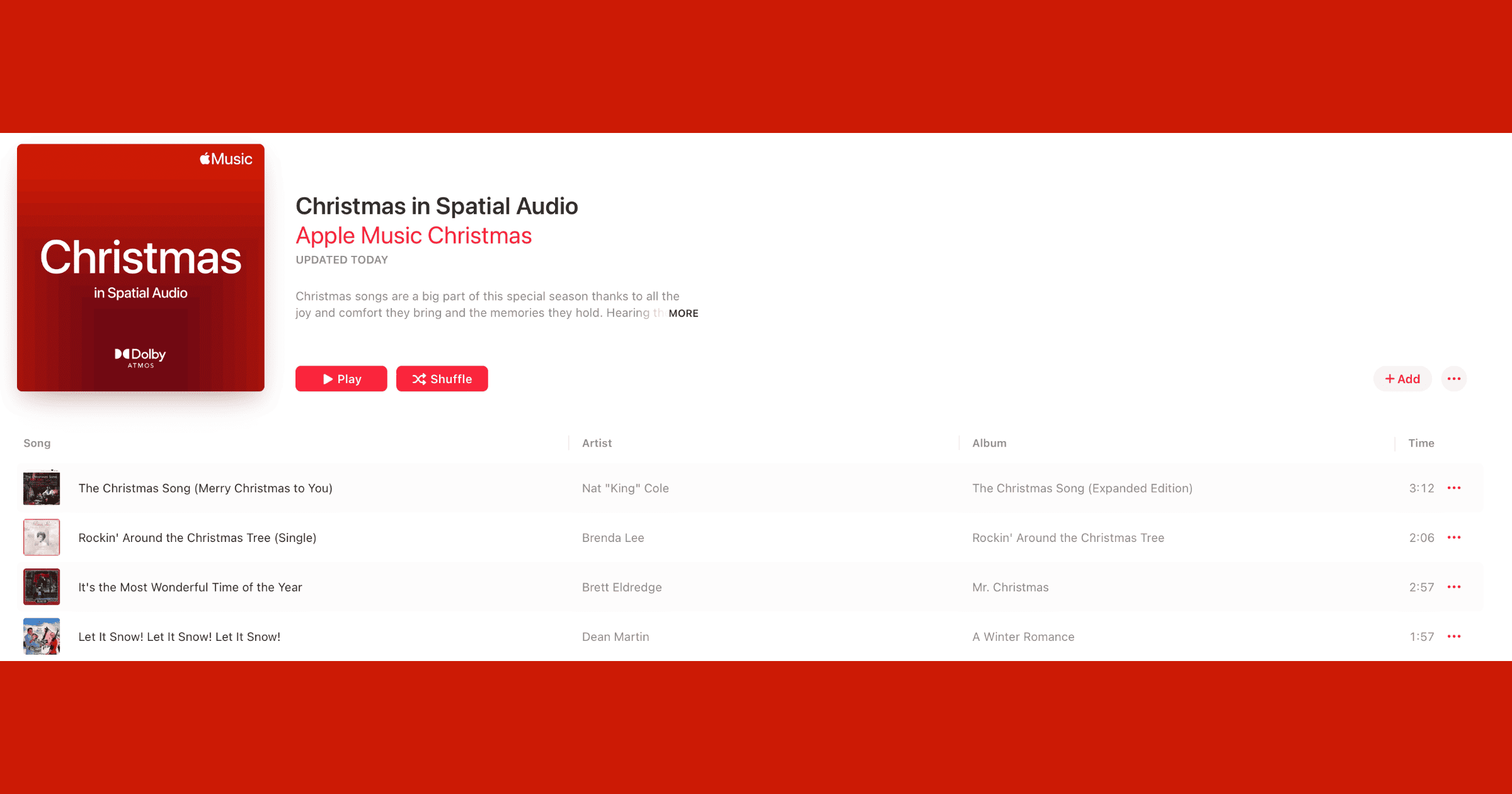 Apple Music Christmas in Spatial Audio