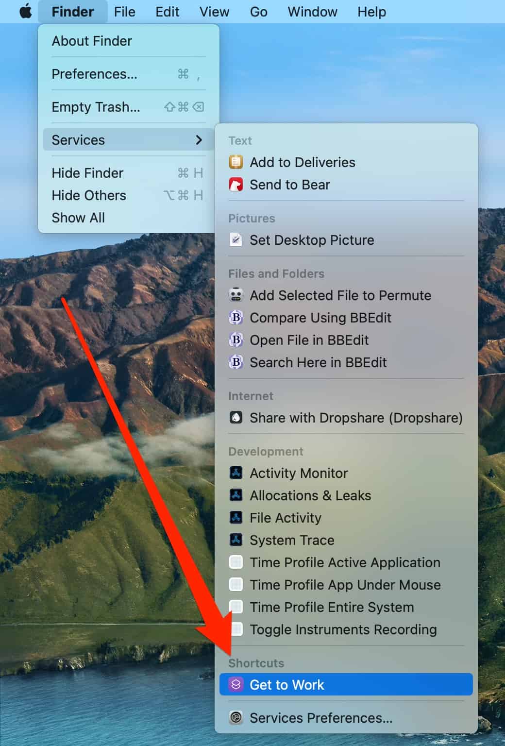 Services Shortcuts on macOS