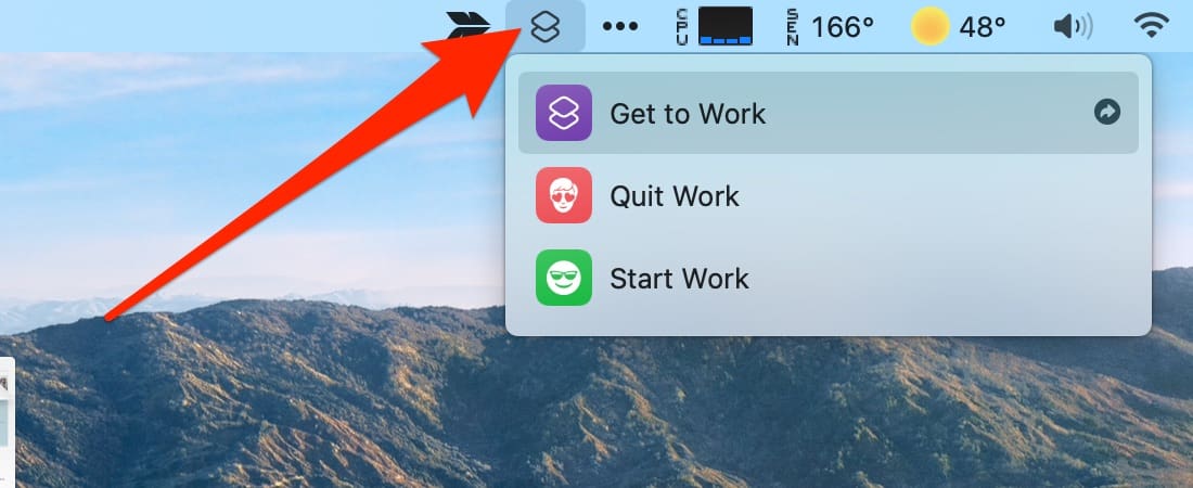 macOS Shortcuts in Menu Bar