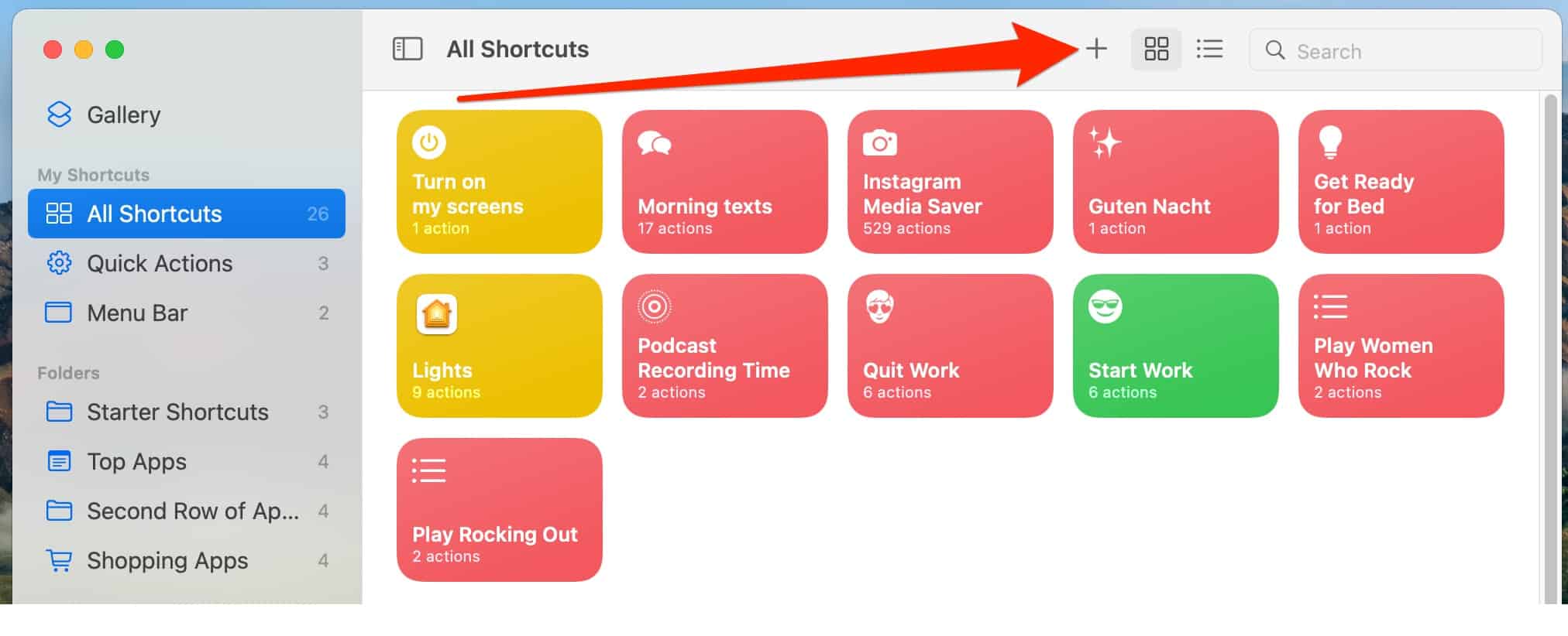 Creating a new shortcut