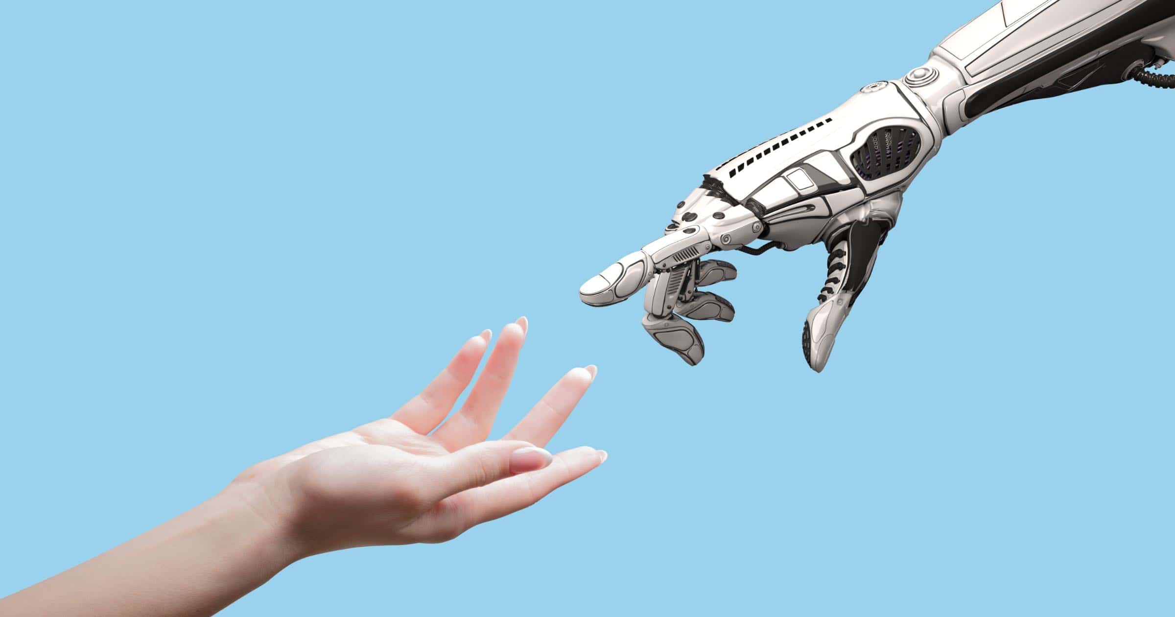 human hand reaching for robot hand