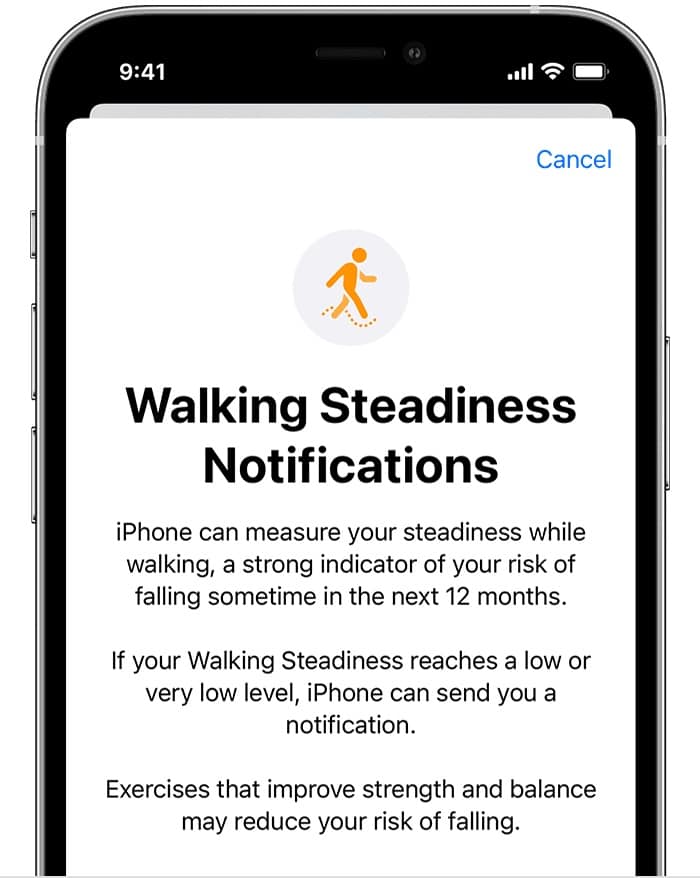 Setting up Walking Steadiness Notifications on iOS 15