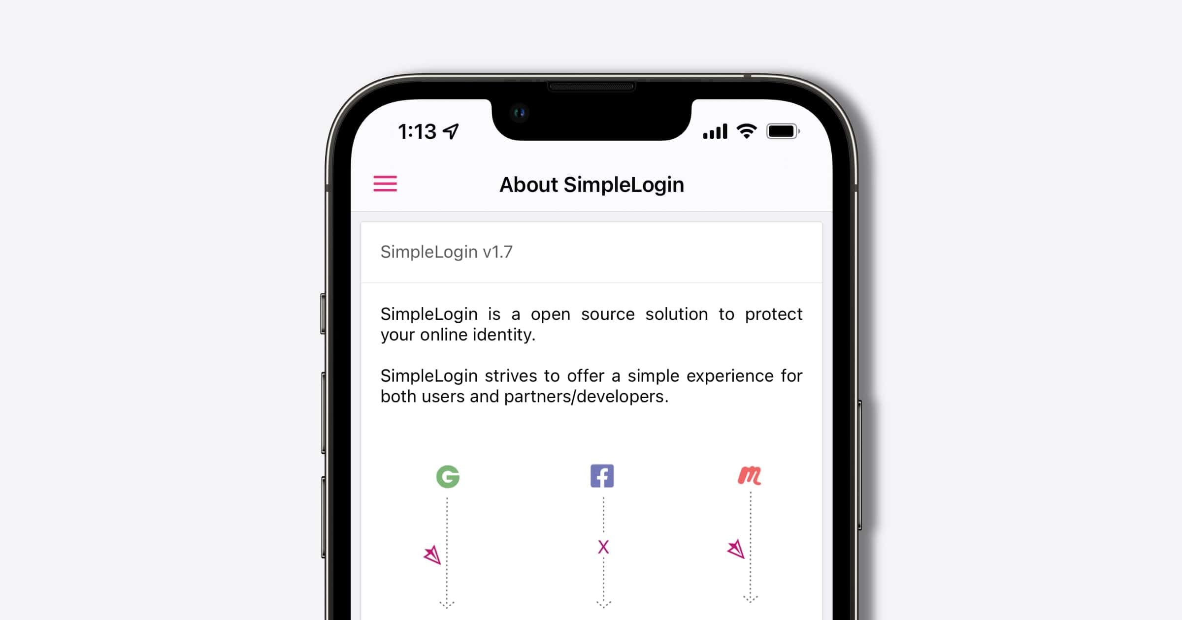 screenshot of simple login app