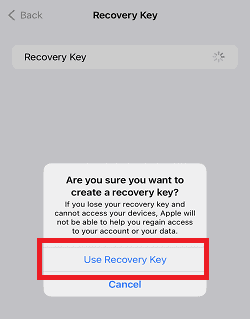 tap on use recovery key