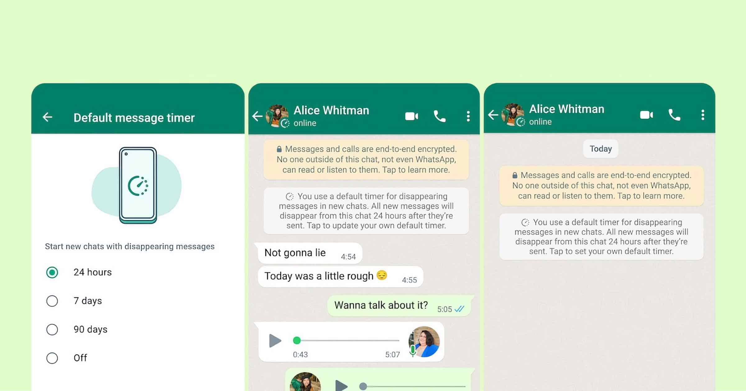 WhatsApp Users Can Enable Disappearing Messages by Default