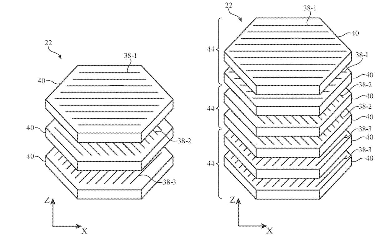 Apple Glass patent image showing multiple layers of lens materials