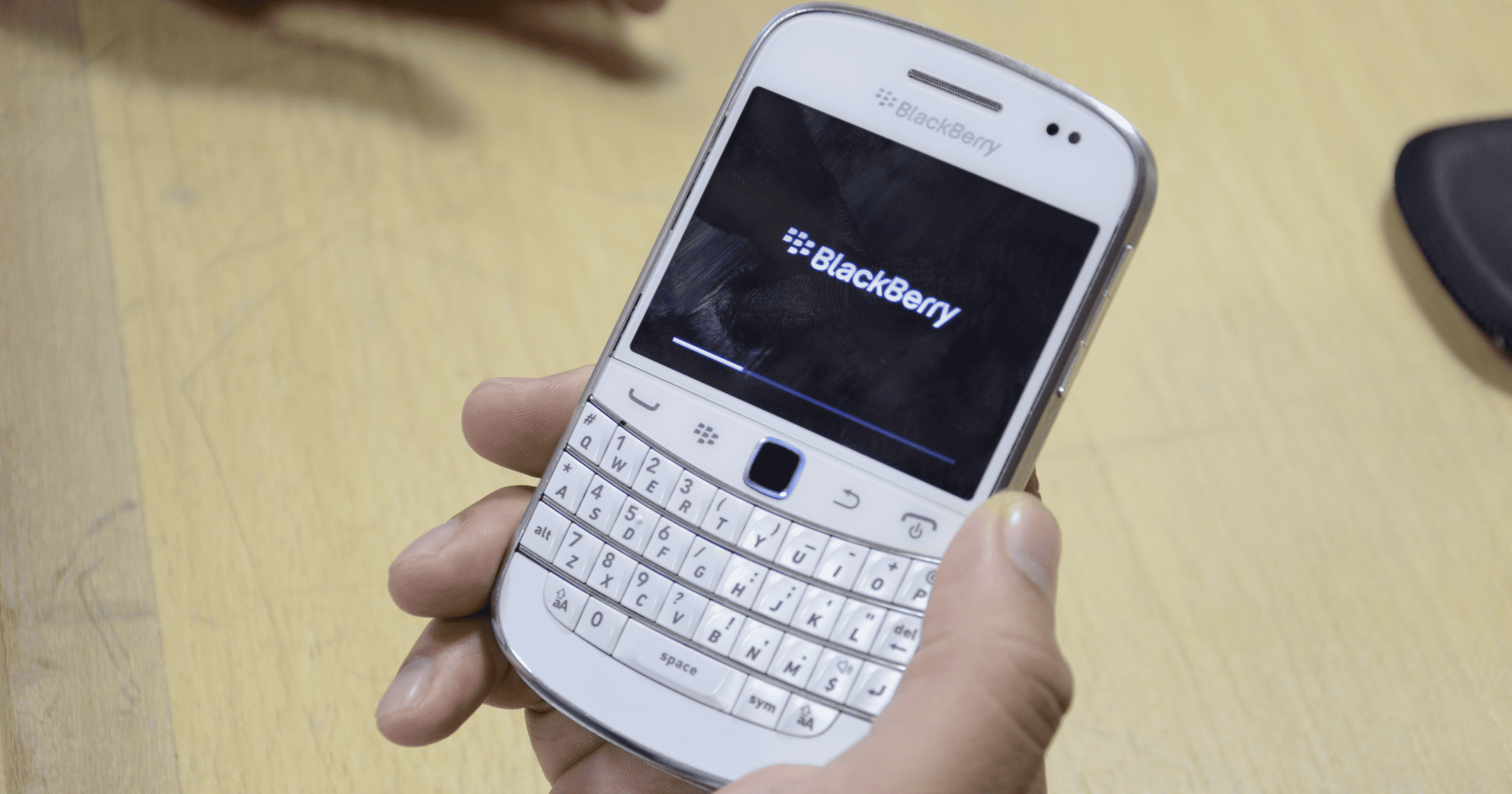 Blackberry smartphone turning on