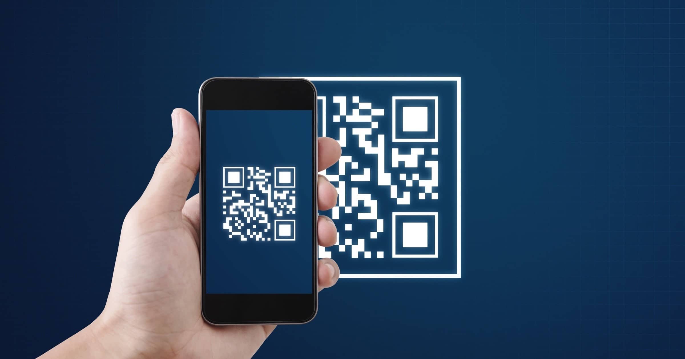 Person scanning QR code
