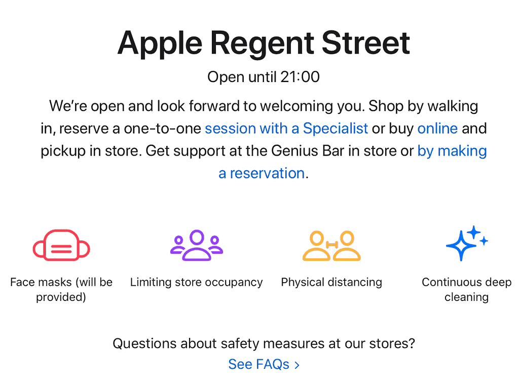 Apple Regent Street COVID Rules