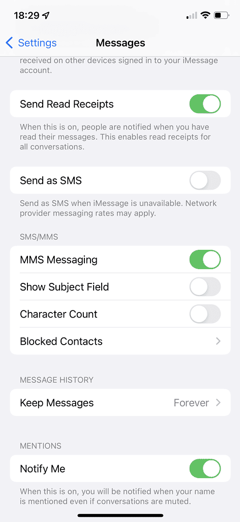 Turn on MMS in Messages on iPhone