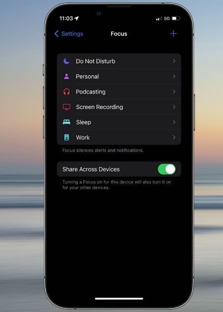 Focus Mode Share Across Devices