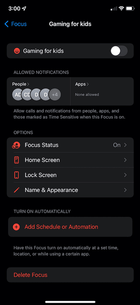 Focus Mode Screen