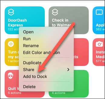 add shortcut to dock in macos