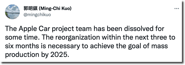 kuo apple car team tweet