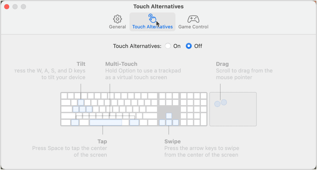 Touch Alternative Preferences