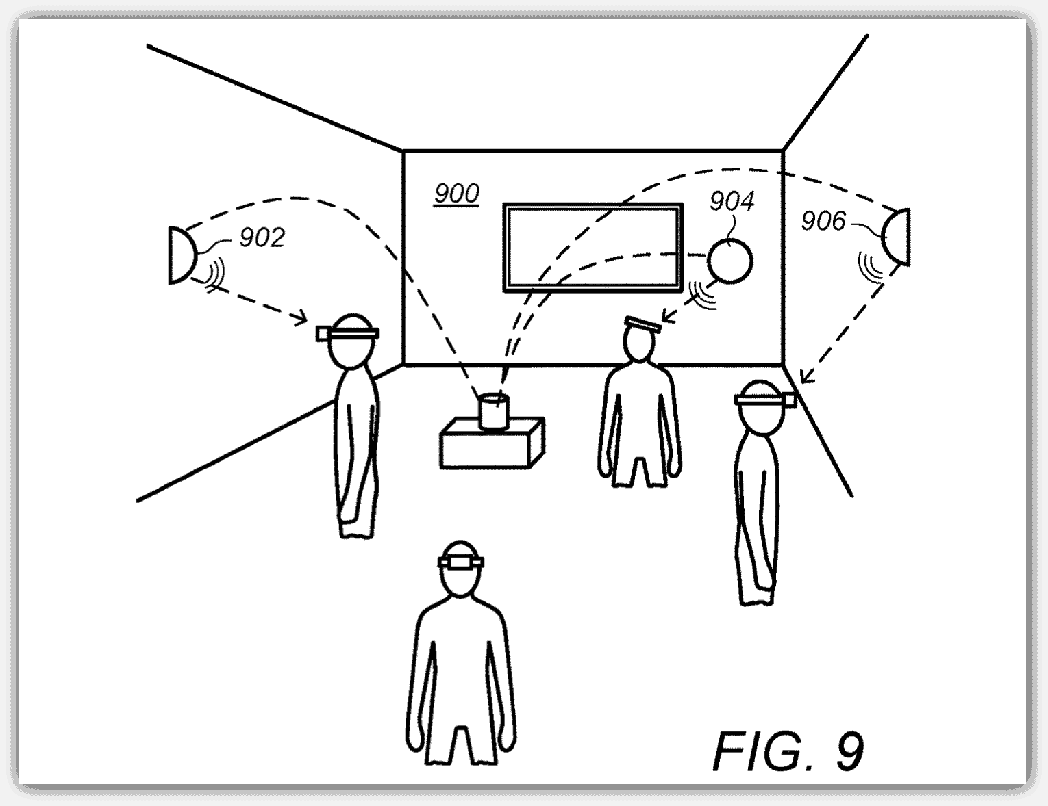 Drawing of Relay Docks Handing Off Transmissions to MR Headsets