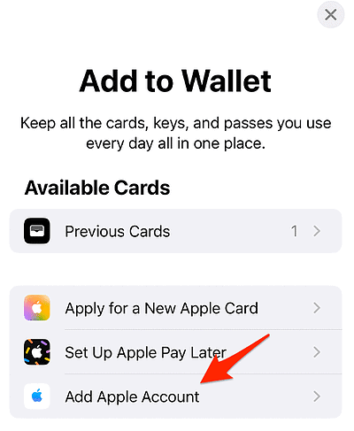add apple account to wallet