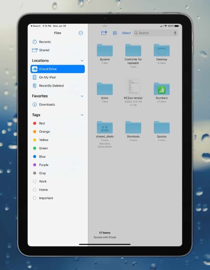 iCloud Drive in Files App on iPad