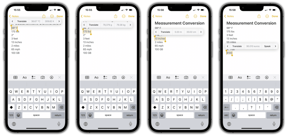 iOS 16 meausrement conversions