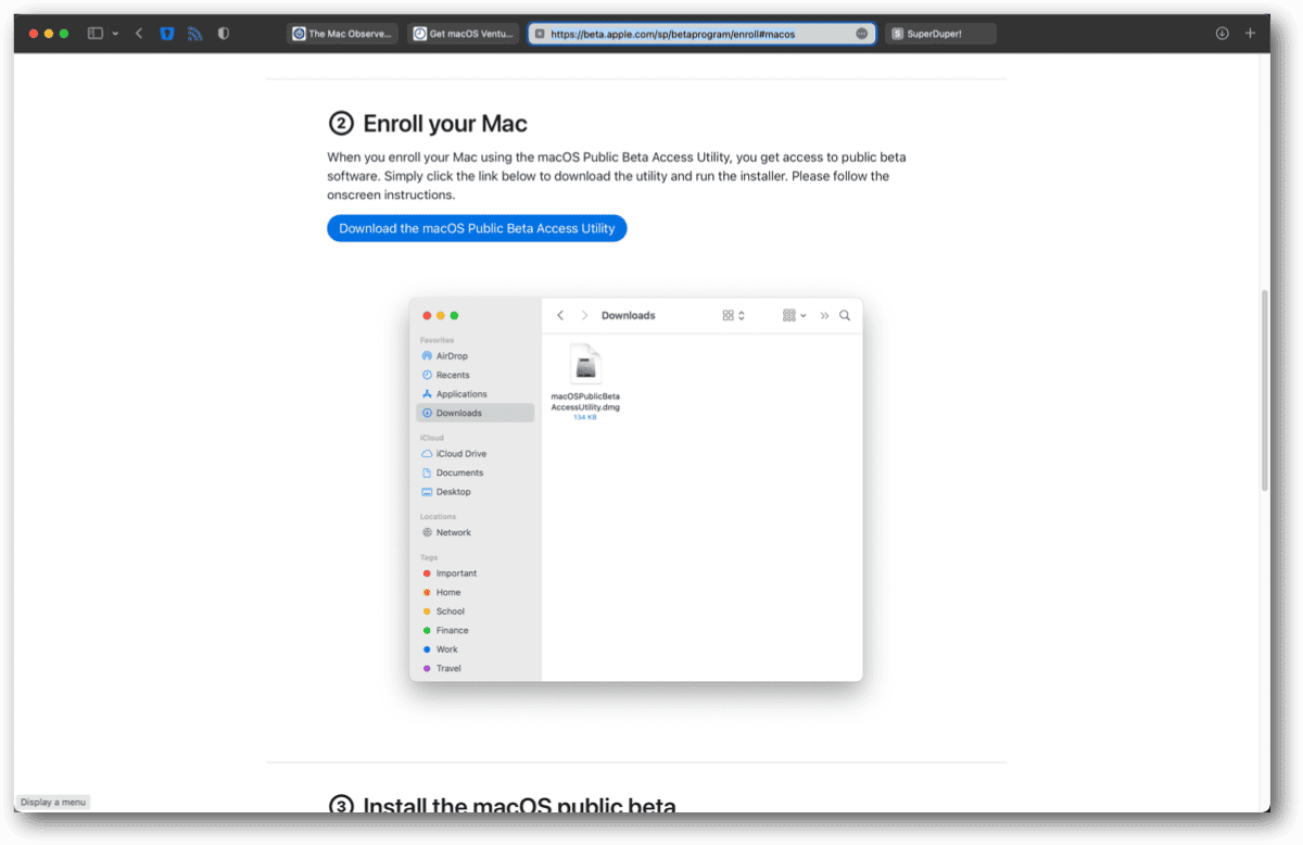 Enrolling in the macOS Ventura Public Beta