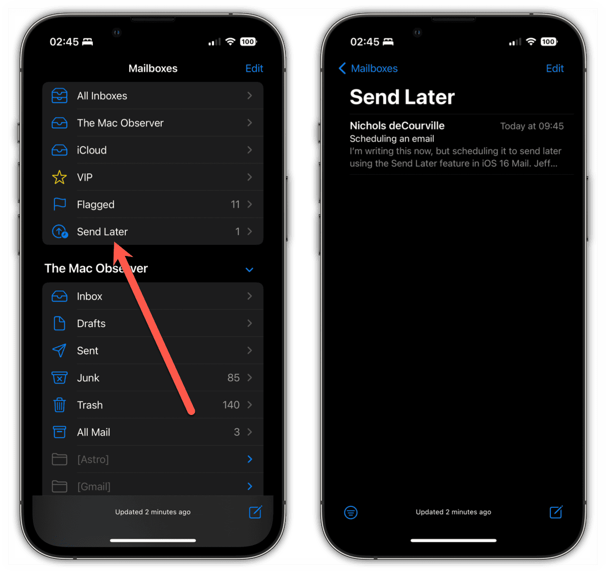 Check Scheduled Email in iOS 16 Mail