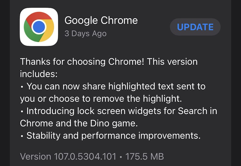 GoogleChromeUpdateInText