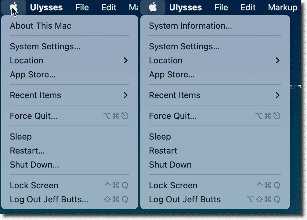 system information option key