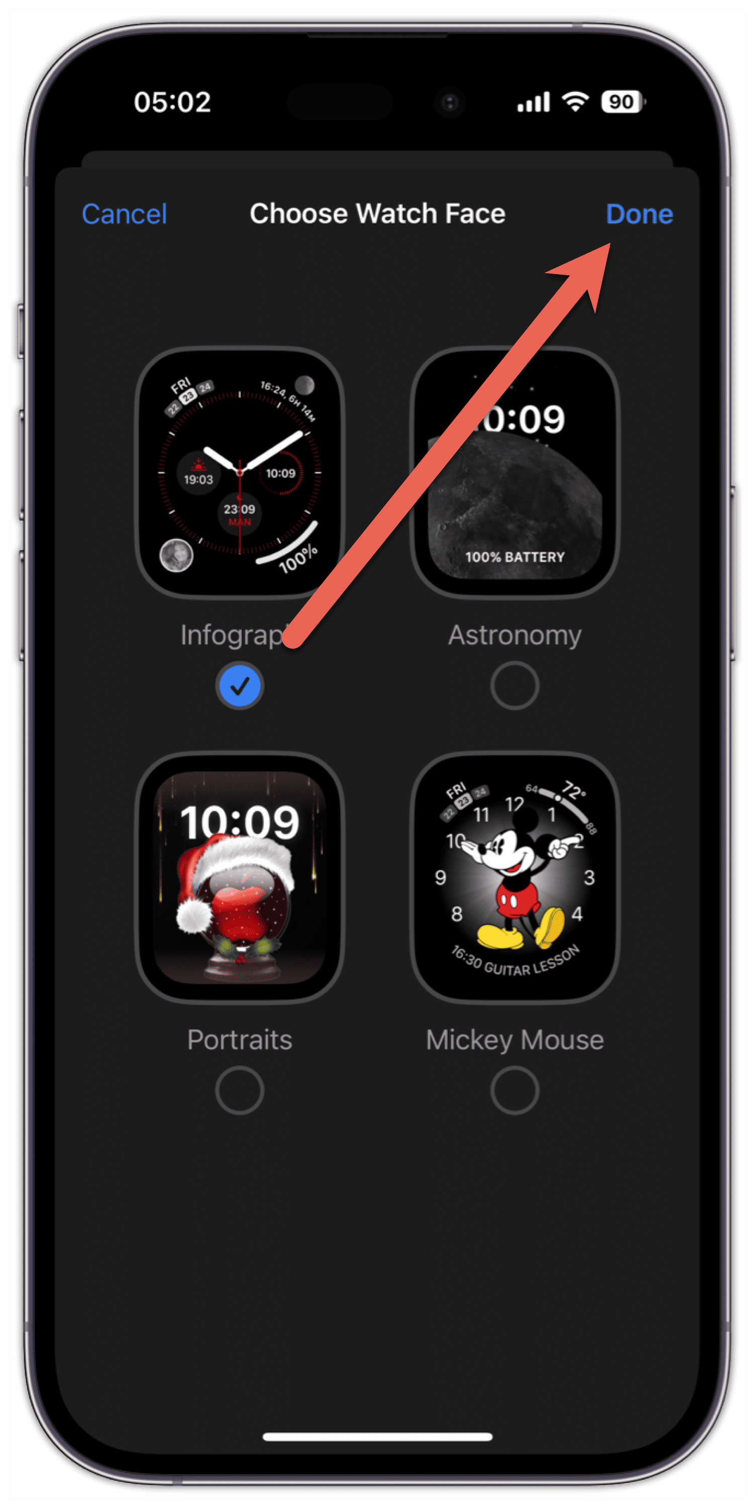 Choose Watch Face for Focus Mode