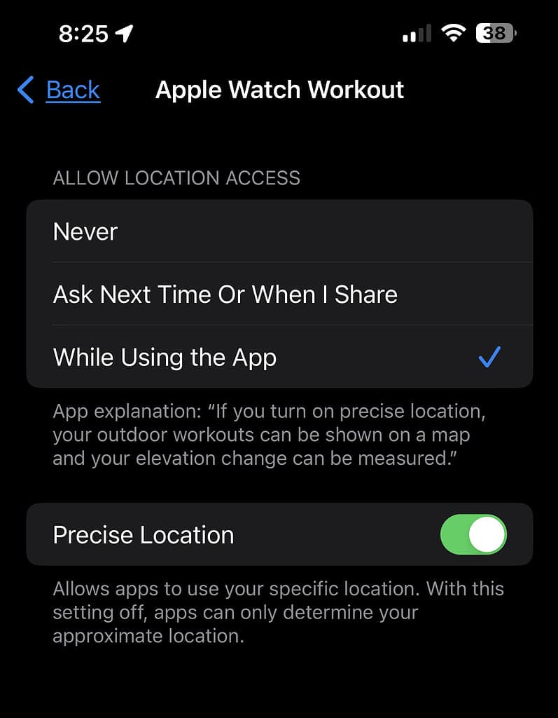 Apple Watch Location Services to Enable Route Tracking
