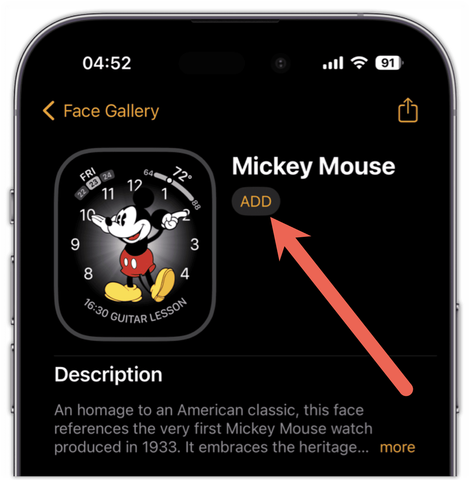 Mickey Mouse Watch Face Add to Watch