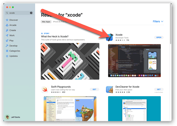 Xcode search results in app store