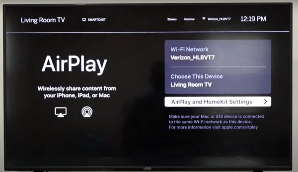 Adjusting and Calibrating the AirPlay Settings from VIZIO SmartCast Home
