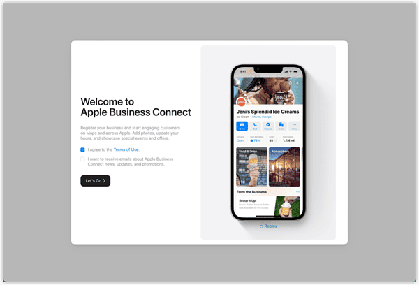 Apple Business Connect Web Page