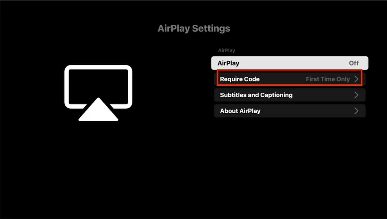 Require Code for Samsung TV AirPlay Settings