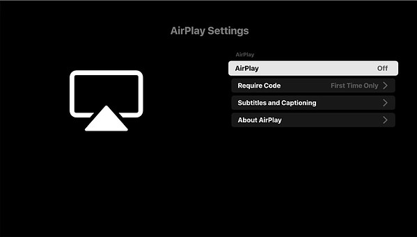 The Toggle Button for AirPlay Settings on Samsung TV