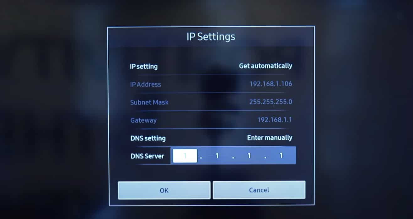 Configuring the DNS Settings on Samsung TV Settings