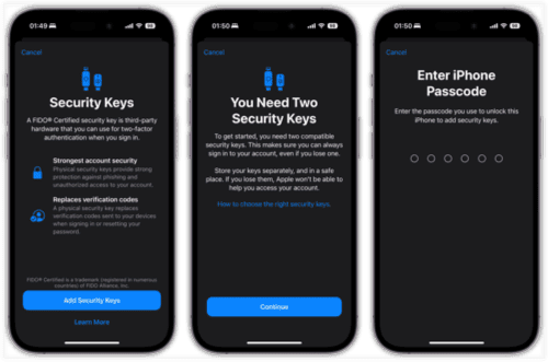 Security Keys for Apple ID on iPhone - Instructions