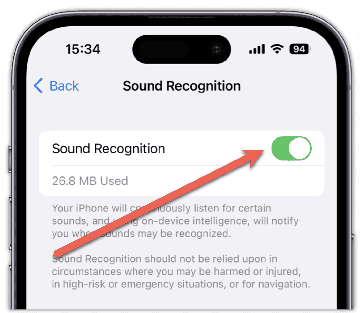 Turn Sound Recognition On