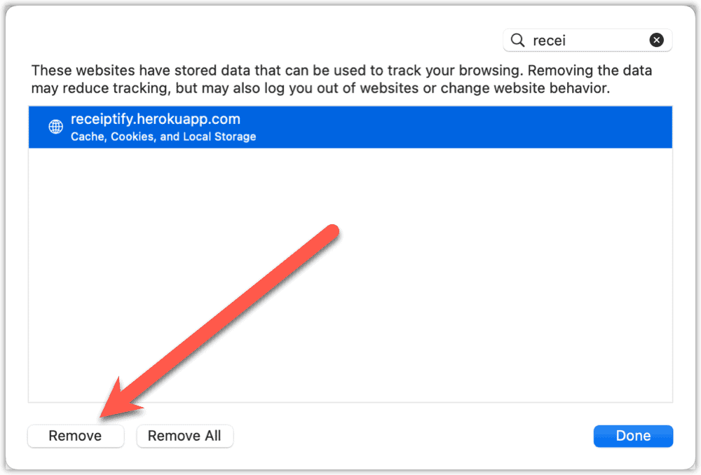 macOS remove website data