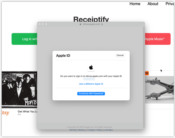 macOS safari log in to apple music