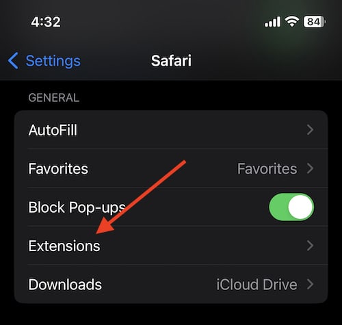 how to turn off safari extensions on ipad