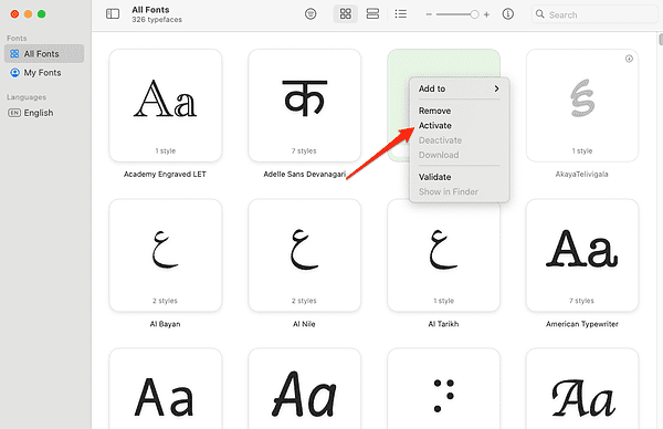activate_font how to install fonts on Mac
